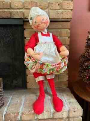 30" Annalee Classic Doll 1970 Giant Standing MRS CLAUS Card Holder Rare Vintage