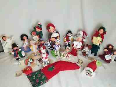 LOT of Vintage ANNALEE CHRISTMAS doll FIGURE Santa Claus, Elf, Snowman, Mouse 19