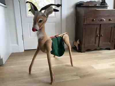 Vintage Annalee 36" Reindeer Doll with saddlebags.