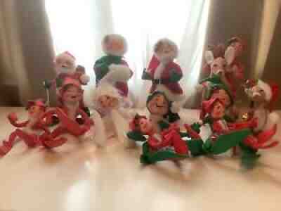 Huge Lot Vintage Annalee Santa & Mrs. Claus Doll Elves Reindeer late 80â??s & 90â??s