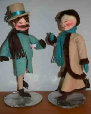 Vintage Christmas 1993 Annalee Toy Dolls 18" Victorian Man and Woman Skaters