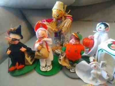 Vintage Annalee Dolls Halloween Trick Or Treat Kids Lot & Scarecrow +
