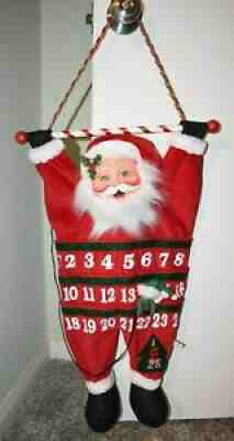 2004 Annalee Christmas hanging 23" Santa Claus Advent Calendar w. 4" elf marker