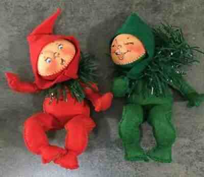 Pair ANNALEE Christmas Elves/One dated 1961