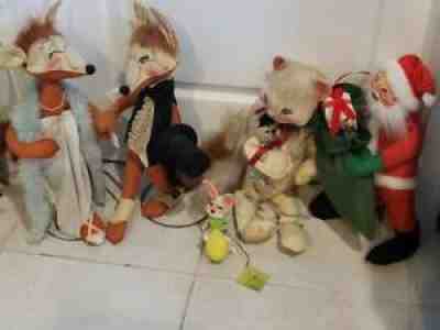 Annalee Fox Bride Groom Doll Cat Mom Baby Santa Bunny 19" 17" 7"h Set 5 Vintage