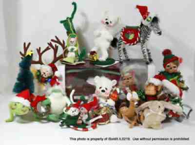 13 ANNALEE MOBILITEE CHRISTMAS DOLLS Scrooge Bear Zebra Monkey Mouse Cat Deer +