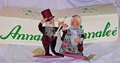1993 Victorian Santa & Mrs. Claus 8.5" Dancing Pair Mobilite Burgundy Mr Annalee