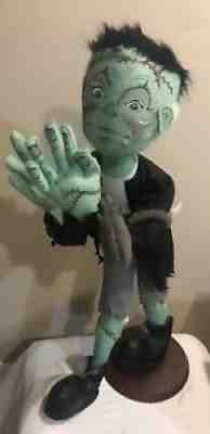 Annalee Halloween Frankenstein 30â? Signed Chuck & Karen *Kitten Damaged Felt