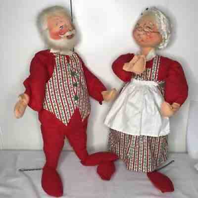 ANNALEE Large 28â? MR. AND MRS. CLAUS SET OF CHRISTMAS DOLLS Vintage