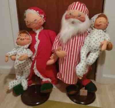 Vintage Annalee Large Christmas Doll Mr. and Mrs. Claus ~ 30" with twin babies