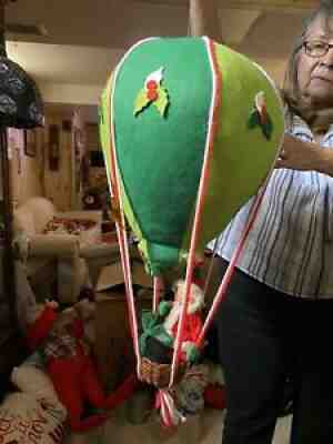 Vintage Annalee 1980 Christmas Hot Air Balloon with 1967 Santa in Basket