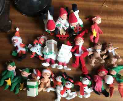 Rare 20 VINTAGE CHRISTMAS Ornaments THEME ANNALEE DOLLS anna lee #2 set