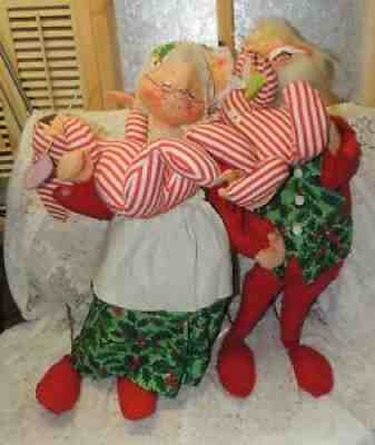 Vintage Annalee 30" Santa Mrs Claus w/2 child dolls Kids in Christmas PJs 1960'S
