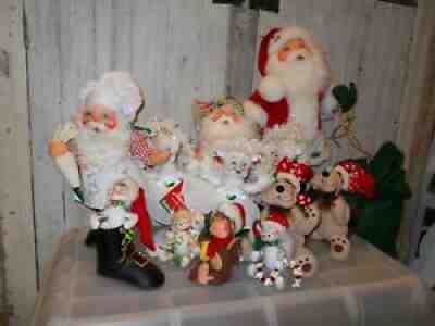 Annalee Christmas Lot Santas, Kittys, Dogs, Monkey