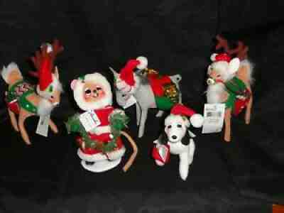 Lot Of 5 Annalee Christmas Animals 2 Reindeer Donkey Mouse Dog