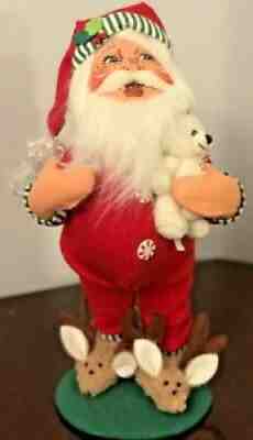 Annalee Santa Claus in Pajamas and Slippers with Teddy Bear 2007