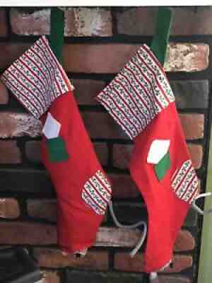 Vintage Pair Of Annalee Christmas Stockings 1980 Peek A Boo Mouse 19â? Perfect