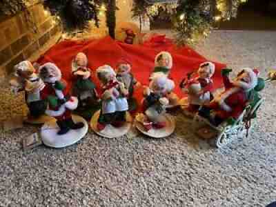 Lot of 9 Christmas Annalee Dolls 1991-1994 with Tags