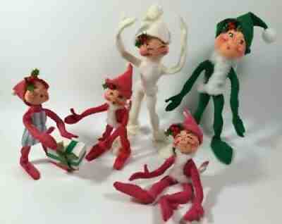 Lot of 5" & 8" Annalee Elf / Pixie Christmas Workshop Decoration Figurines