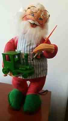 VINTAGE ANNALEE MOTORIZED WORKSHOP SANTA PAINTING A TRAIN 16''