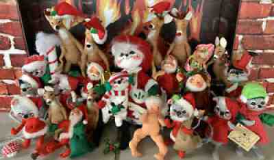 Vintage Annalee Christmas Holiday Santa Reindeer Rudolph Mice Angel Lot of 23 XX
