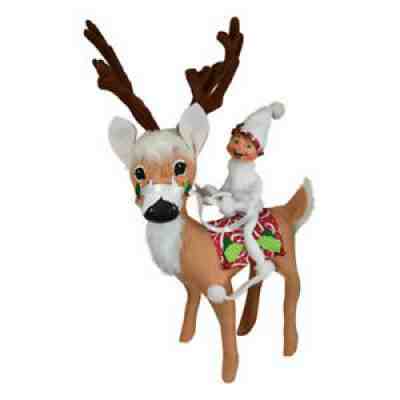 Annalee Dolls 2019 Christmas 16in Swirl Reindeer with Elf Plush New with Tag