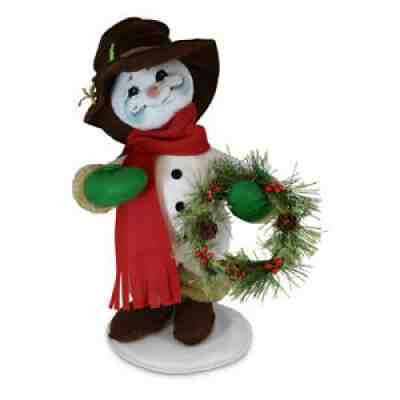 Annalee Christmas Rustic Pine Snowman With Wreath 15" New 2020 560520