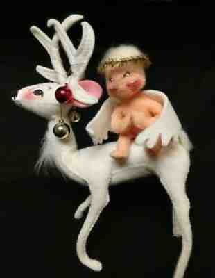 Annalee Dolls Felt White Deer Christmas Reindeer Sponsor Store Exclusive + Angel