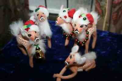 5 Annalee Collectible reindeer spotted Fawn 2003, 2-2006, 2-2010, selling more