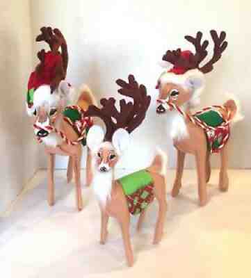 Annalee Christmas Peppermint Reindeers 2007 & Cheery Reindeer 2014 - Set of 3