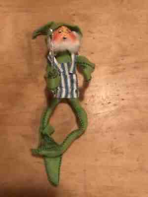 RARE Vintage 1955 Annalee Mobilitee Christmas Elf Green Holding Wrench EUC