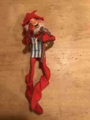 RARE Vintage 1955 Annalee Mobilitee Christmas Elf Red Holding Hammer EUC