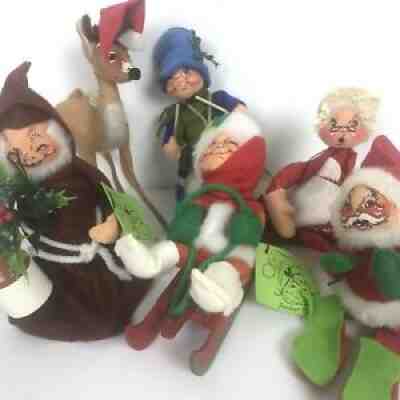 Vintage Annalee Christmas Lot Drummer Drummer Boy Monk Friar Santa Reindeer 70s