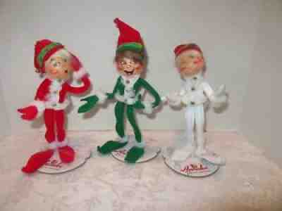Annalee 9" Elves "Red" "Green" "White" Jingle Bell Collection Trio NWT