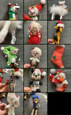 Annalee Ornaments Lot: Penguin, Ducks, Mice, Cat, Zebra, Llama, Elephant, Panda