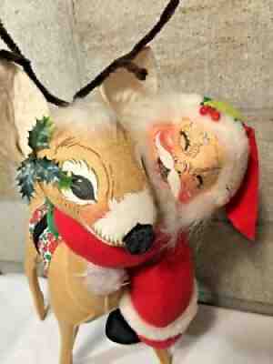 Vintage Annalee Mobilitee Mr. Santa Claus 1967 and 18" Annalee Reindeer 1970