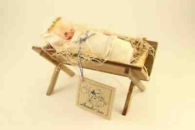 Mint 1993 Annalee Toy Doll RARE 7" Xmas Nativity Baby Jesus in Crib Manger #7175