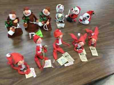 LOT of 11 Annalee Mobilitee Elf Mouse Monk Christmas Decoration Figures Dolls