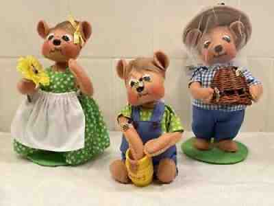 Annalee 2019 7" Trio Set of 3 Honey Bears Dad, Momma & Baby New with Tags & Bags