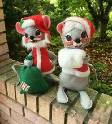 Annalee Santa Mouse DollsÂ  12" Christmas Mobilitee Claus Vintage 65' & 71'
