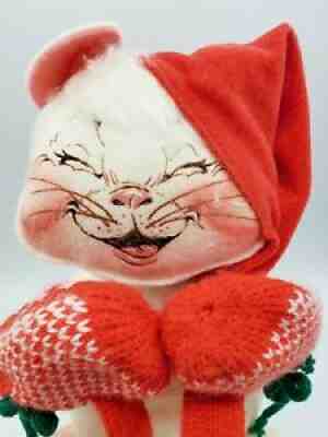 Vintage Annalee doll 1989 Kitten Mittens Cat Christmas 8" Mobilitee
