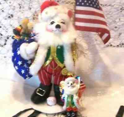 Annalee American Christmas Bear Kris LE Boscov's Flag Glass Ornament New MIP NOS