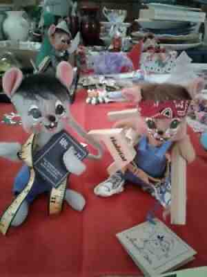 VINTAGE ANNALEE MICE 1994 HABITAT AND MR. FIX IT DOLLS ~ EUC ~ WITH TAGS ~ HTF