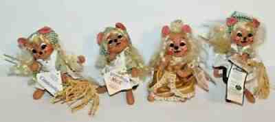 4 2002 Series Annalee Cinderella Mice Figurines 7" Inch Tall