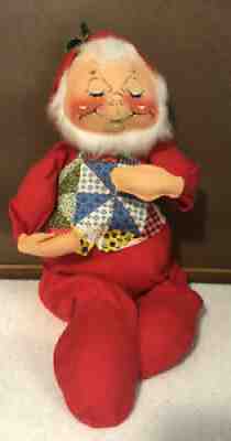 Vintage 1970 Annalee doll mobilitee Christmas elf Santa Patchwork Vest