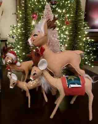 4 ANNALEE DEER REINDEER SPOTTED FAWN WHITE TAIL DEERY EXPRESS