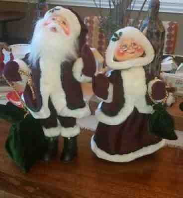 Annalee 2005 Mr. and Mrs. Santa Burgandy Velvet Outfits