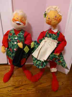Annalee Mobilitee Large 30 Inch Vintage 1966 Mr. and Mrs. Claus