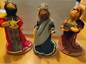 Lot of 3 Annalee Dolls -Vintage Christmas Nativity 10" THREE WISEMEN Kings  1998