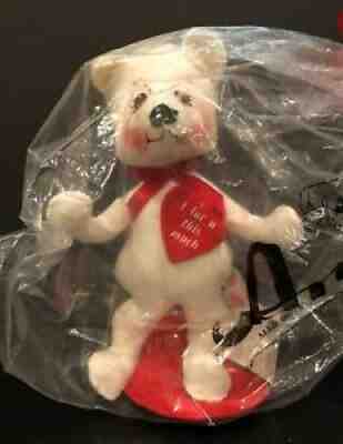 2001 ANNALEE I LUV U THIS MUCH VALENTINE BEAR 8" WITH STAND NIP